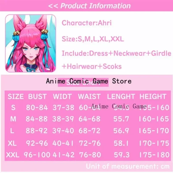 Ahri LOL Cosplay Costume Wig Ear Spirit Blossom League of Legends Cosplay Outfits Anime Halloween Party Costumes for Women Girl - Image 2