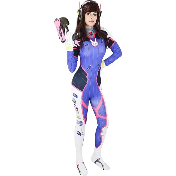 Anime Dva Cosplay Costume Women Jumpsuit Game Dva Sexy Zenti Bodysuit Tattoo Sticker Gun Suit Halloween Party Costumes for Adult - Image 5