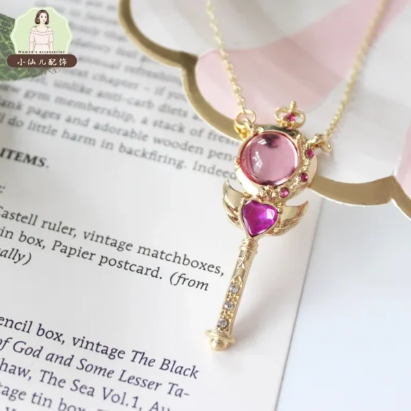 Anime Sailor Moon Necklace Love Wings Magic Stick Pendant Necklace Girl Jewelry Gift Cosplay Prop Choker - Image 2