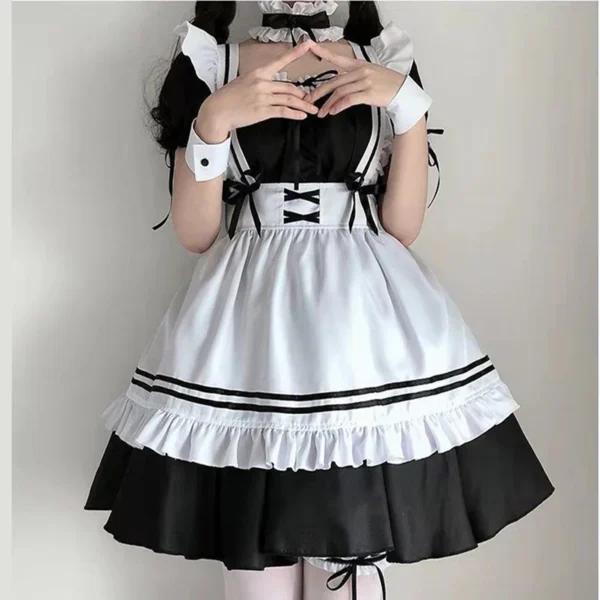 Japanese Anime Cosplay Costumes Black Cute Lolita Maid Outfit Girls Women Lovely Maid Apron Dress Halloween Role Play Costumes - Image 5