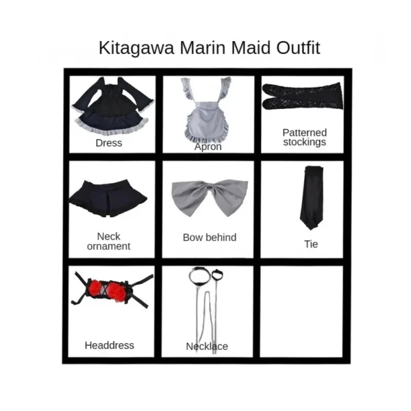 Anime My Dress Up Darling Kitagawa Marin Cosplay Costume Sexy Maid Uniform Outfits Halloween Party Suit Full Set for Adult Girls - Image 2