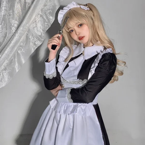 British Aristocracy Cosplay Costumes Women Plus Size Long Sleeve Maid Dress Japanese Kawaii Lace Waitress Coffee Maid Uniform - Image 4