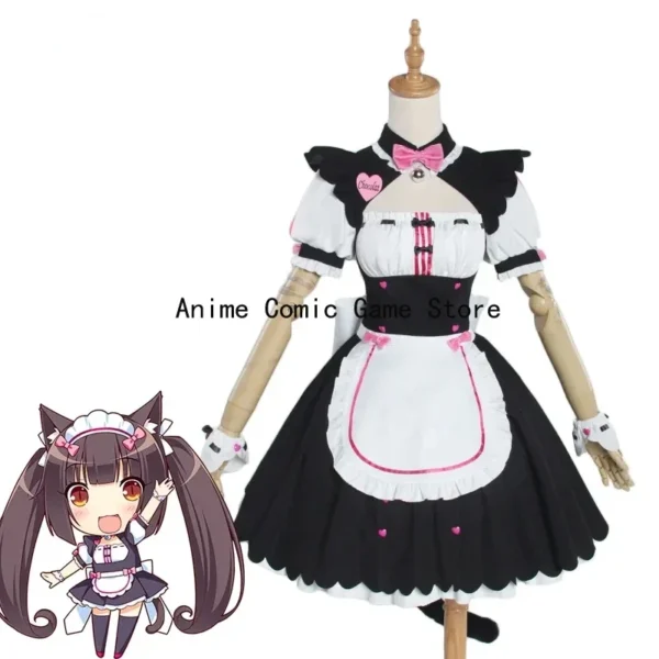 NEKOPARA Cosplay Chocola Maid Dress Costume In Stock Anime Game Chocola Vanilla Cat Neko Girl Women Outfits