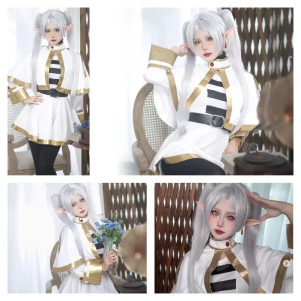 Sousou No Frieren Cosplay Costume Wig Shoes Anime Magician Dress Elf Ear Halloween Party Charistmas for Women Girls - Image 6