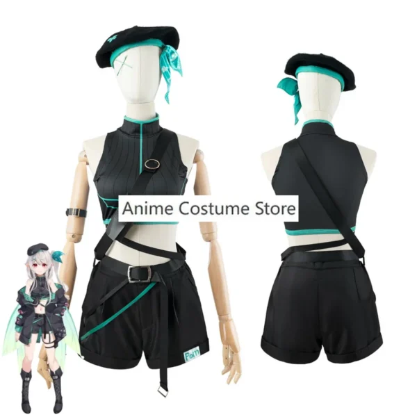 YouTuber VTuber Pomu Rainpuff NIJISANJI EN LazuLight Cosplay Costume Wig Wing Anime Sexy Woman Tactical Clothing Halloween Suit - Image 4