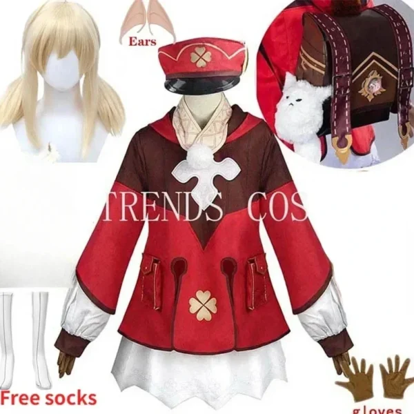 Klee Cosplay Costume Klee Outfits Dress Hat Wig Halloween Carnival Comic for Women Comic Con