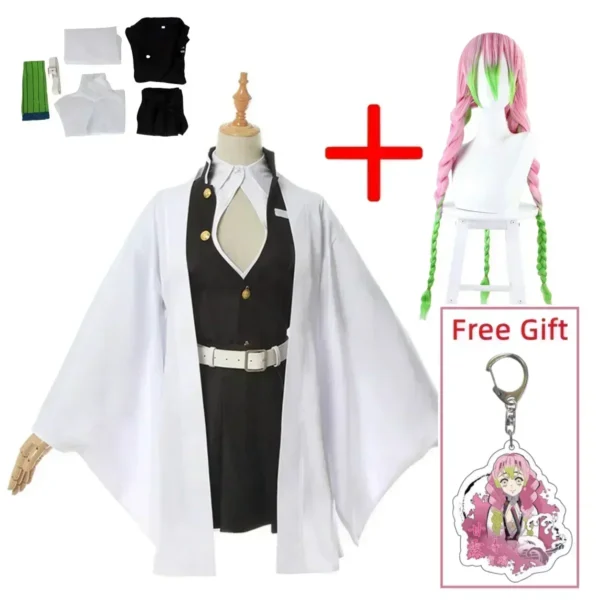 Anime Kanroji Mitsuri Cosplay Kostuum Kimetsu No Yaiba Kostuum Kimono Uniform Kanroji Mitsuri Pruik Halloween Kleding