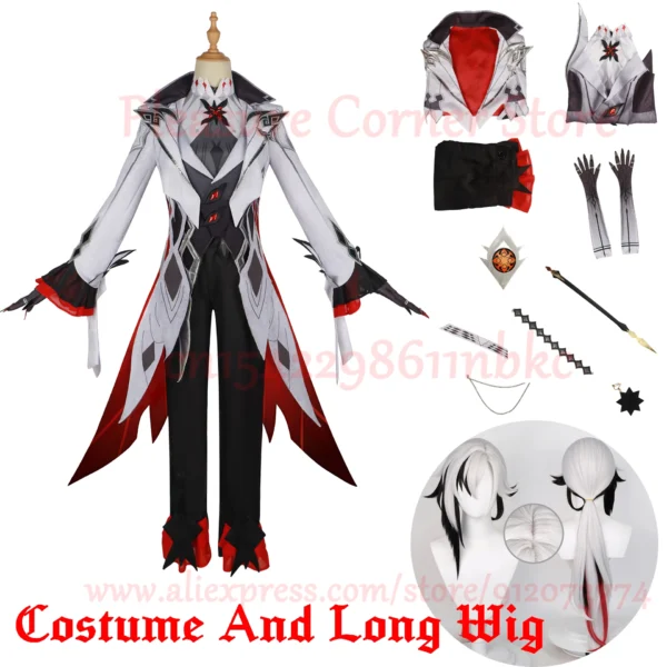 New Arlecchino Cosplay Costume Wigs Genshin Impact Fatui The Knave Arlecchino Uniform Eleven Fatui Harbingers Costume Outfit - Image 6