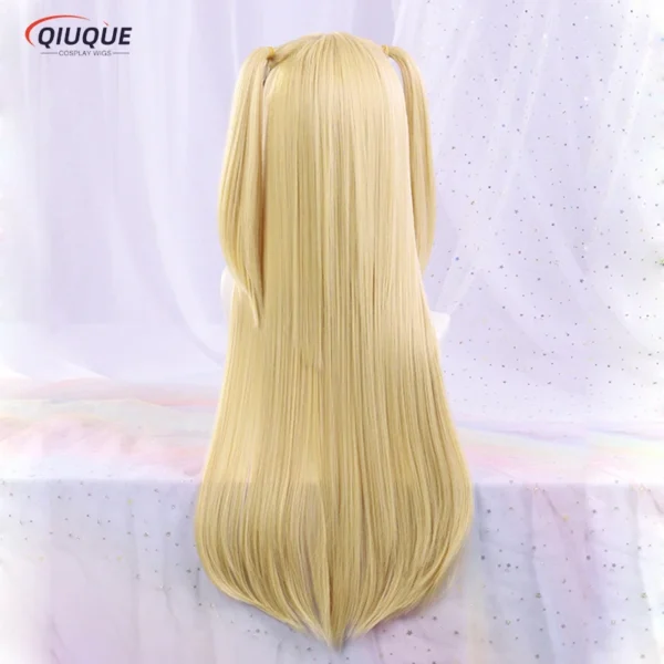 Anime MisaMisa Cosplay Wig Misa Amane Long Blond Double Tails Heat Resistant Hair Hallowen Party Wigs + Wig Cap - Image 4