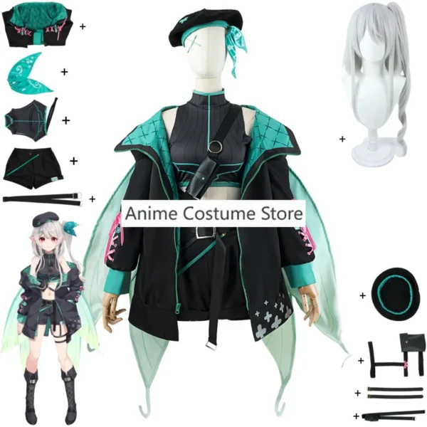 YouTuber VTuber Pomu Rainpuff NIJISANJI EN LazuLight Cosplay Costume Wig Wing Anime Sexy Woman Tactical Clothing Halloween Suit