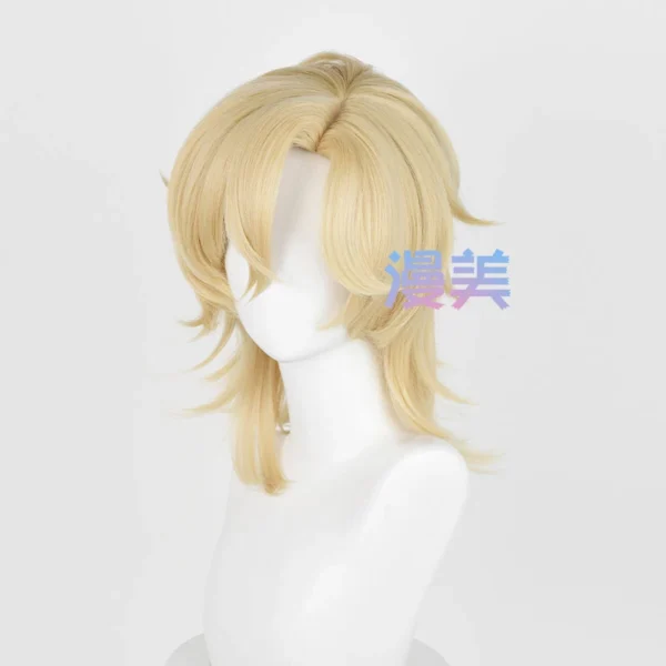 Honkai Star Rail Aventurine Cosplay Wig 40cm Short Golden Hair Cosplay Anime HSR Cosplay Wigs Heat Resistant Synthetic Wigs - Image 2