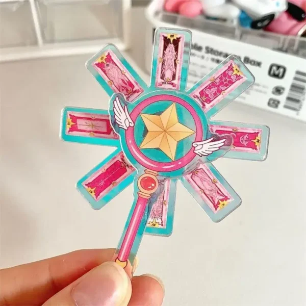 Card Captor Sakura Magic Wand Keychain Cartoon Cute Rotate Card Acrylic Pendant Cosplay Prop Anime Peripheral Backpack Pendant - Image 4