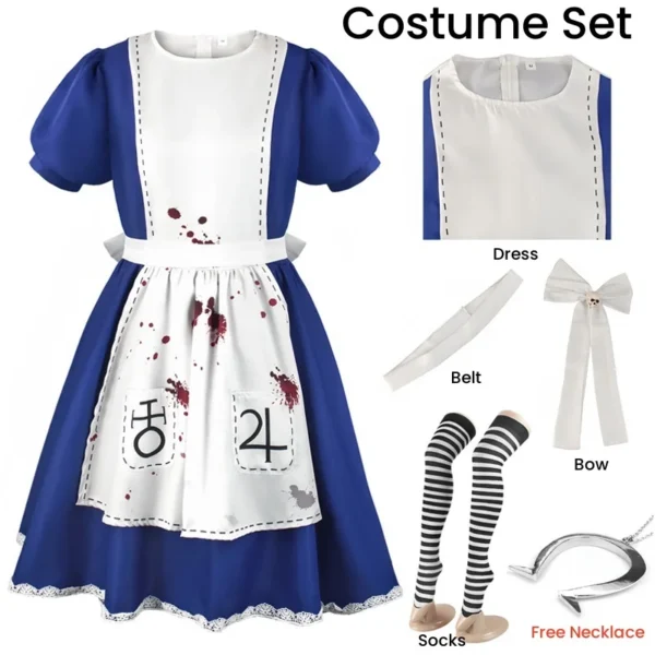 Anime Alice Princess Dress Maid Apron Dress Game Madness Returns Alice Cosplay Costume For Women Girls Halloween Party - Image 6