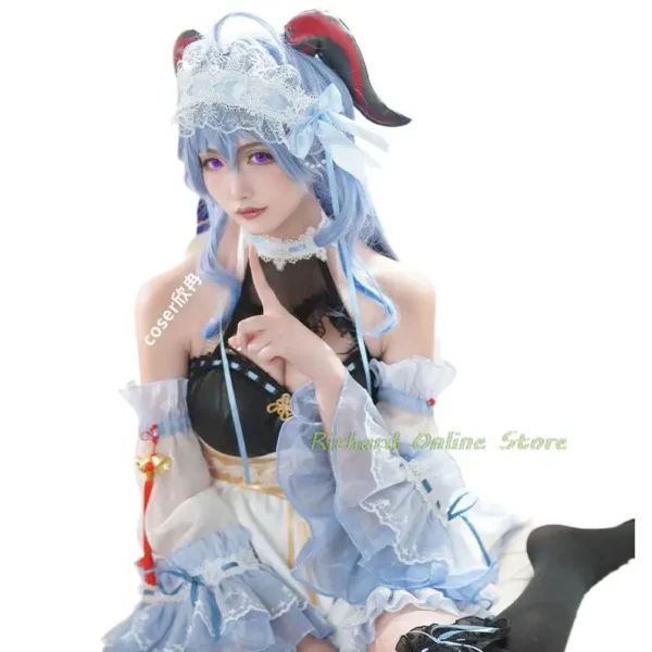 Ganyu Cosplay Maid Costume Game Genshin Impact Cosplay Ganyu Halloween Costume Genshin Fanart Ganyu Maid Dress