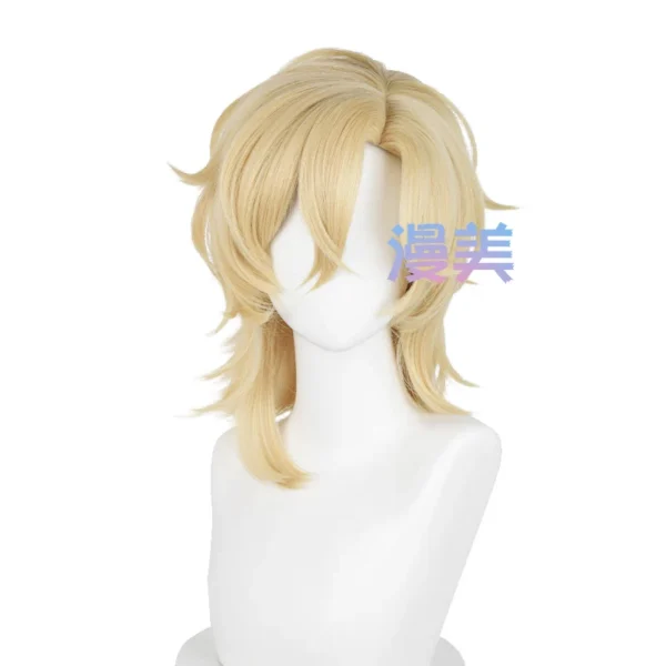 Honkai Star Rail Aventurine Cosplay Wig 40cm Short Golden Hair Cosplay Anime HSR Cosplay Wigs Heat Resistant Synthetic Wigs - Image 5