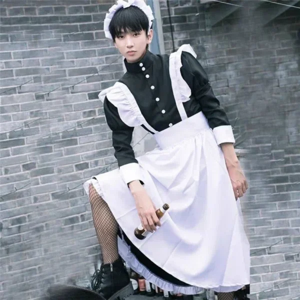 Women Maid Outfit Long Dress Apron Dress Lolita Dresses Men Clothes Unisex Cafe Costume Cosplay Anime Costumes Jujutsu Kaisen - Image 4