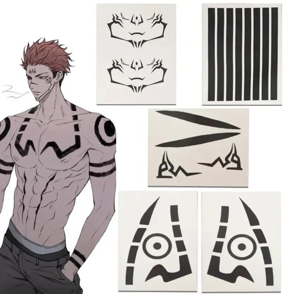 Jujutsu Kaisen Stickers Cosplay Prop Anime Accessories Ryomen Sukuna Inumaki Toge Waterproof Tattoo Sticker