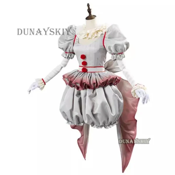 Movie Clown Pennywise Cosplay Costume Halloween Girls Outfit Horror Lolita Dress Up Women Fantasy Dress Carnival Party Full Set - Image 4