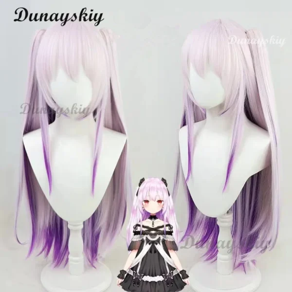 Vtuber Uruha Rushia Cosplay Wig Hololive Fantasy Heat Resistant Synthetic Pink Green Hair Wigs Halloween Costume Wigs + Wig Cap - Image 4