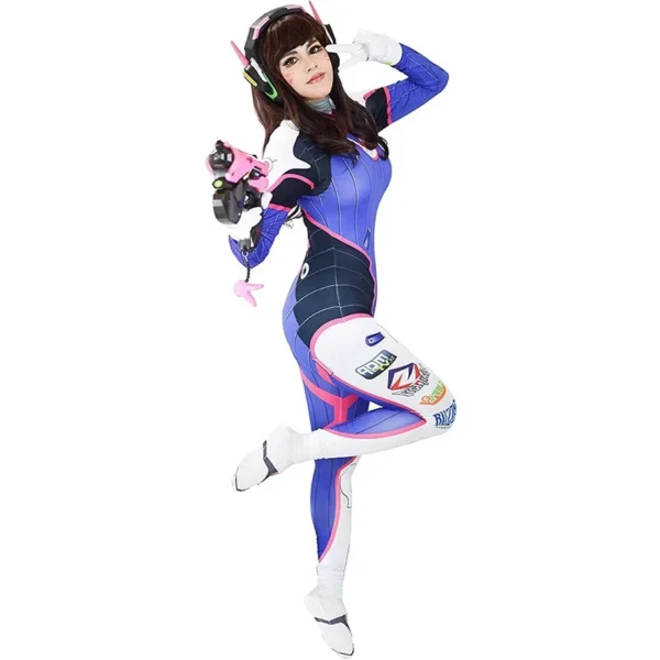 Anime Dva Cosplay Costume Women Jumpsuit Game Dva Sexy Zenti Bodysuit Tattoo Sticker Gun Suit Halloween Party Costumes for Adult - Image 4