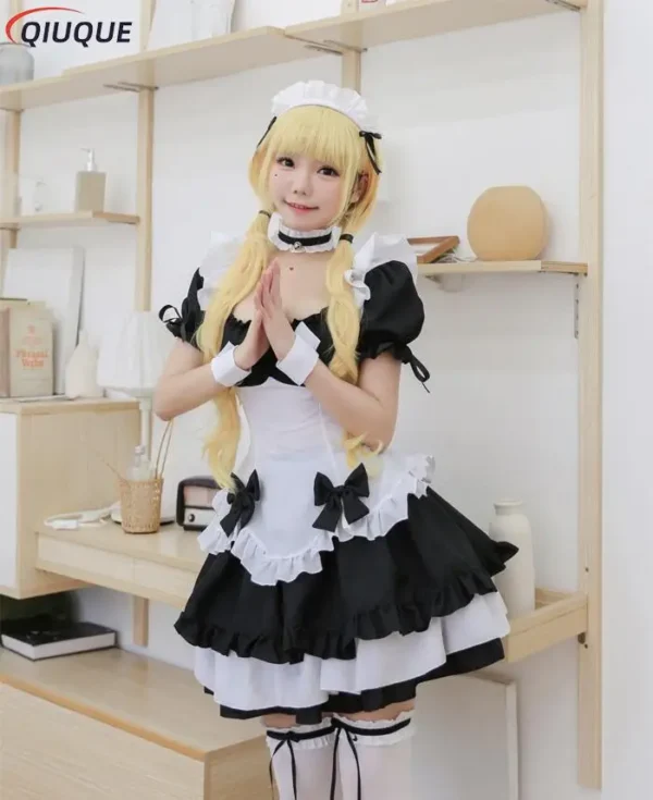 Anime Black Maid Costumes French Bowknot Maid Skirt Girls Woman Amine Cosplay Costume Waitress Party Costumes - Image 3