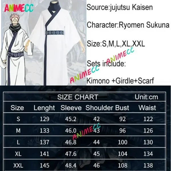 ANIMECC in Stock S-2XL Ryomen Sukuna Cosplay Costume Wig Tattoo Japanese Kimono Fancy Suit Outfit Halloween Carnival Uniform Men - Image 6