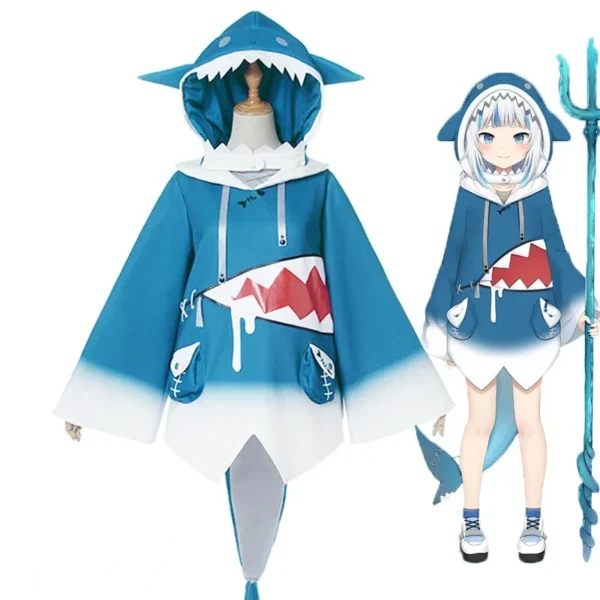 Hololive Vtuber Virtual Anchorman Gawr Gura Cosplay Costume Wig Set Girl Cute Shark Costume Carnival Party Dress Up Gift - Image 4