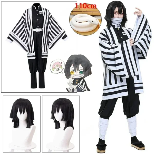 Iguro Obanai Cosplay Anime Demon Slayer Kimetsu No Yaiba Iguro Obanai Haori Kimono Cosplay Costume White Snake Props